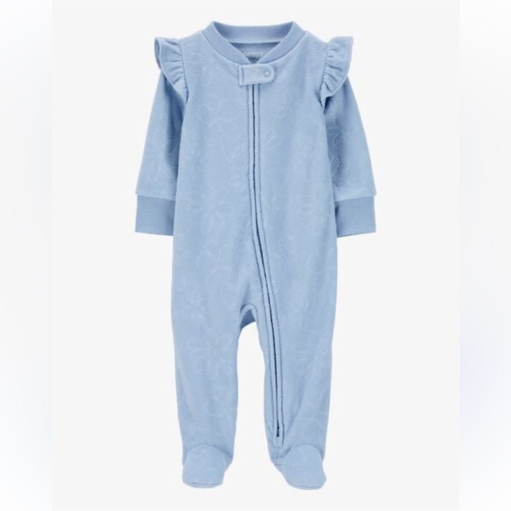 🍊5/$25 NWOT Carter's Soft Blue Baby Footies size 3m